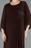 Long Brown Chiffon Plus Size Evening Gown ABU6177