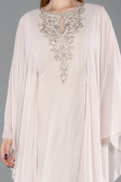 Long Beige Chiffon Plus Size Evening Dress ABU6180