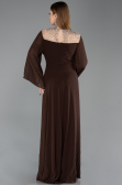 Long Brown Chiffon Plus Size Evening Gown ABU6182