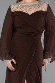 Long Brown Chiffon Plus Size Evening Gown ABU6182