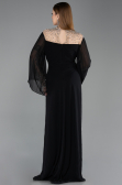 Long Black Chiffon Plus Size Evening Gown ABU6182