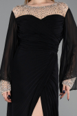 Long Black Chiffon Plus Size Evening Gown ABU6182