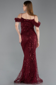 Long Burgundy Beaded Evening Dress ABU6190
