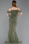 Long Olive Drab Beaded Evening Dress ABU6190