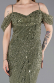 Long Olive Drab Beaded Evening Dress ABU6190