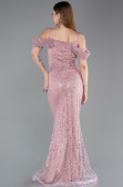 Long Powder Color Beaded Evening Dress ABU6190