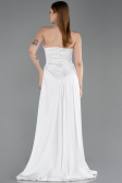 Long White Satin Evening Dress ABU6193