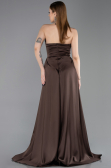 Long Brown Satin Evening Dress ABU6193