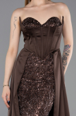 Long Brown Satin Evening Dress ABU6193