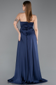 Long Navy Blue Satin Evening Dress ABU6193