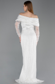 Long White Beaded Evening Dress ABU6186