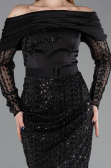 Long Black Beaded Evening Dress ABU6186