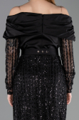 Long Black Beaded Evening Dress ABU6186
