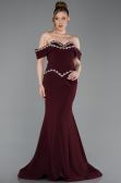 Long Cherry Colored Mermaid Prom Dress ABU6198
