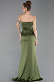 Long Olive Drab Satin Evening Dress ABU6200