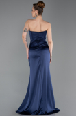 Long Navy Blue Satin Evening Dress ABU6200