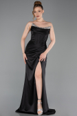 Long Black Satin Evening Dress ABU6200