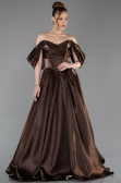Long Brown Satin Evening Dress ABU6201