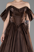 Long Brown Satin Evening Dress ABU6201