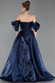 Long Navy Blue Satin Evening Dress ABU6201
