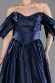 Long Navy Blue Satin Evening Dress ABU6201