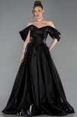 Long Black Satin Evening Dress ABU6201