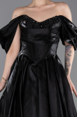 Long Black Satin Evening Dress ABU6201