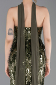 Long Olive Drab Scaly Evening Dress ABU6202