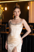 Long Yellow Satin Evening Dress ABU6200