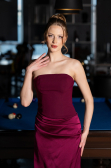 Long Cherry Colored Satin Prom Gown ABU6096
