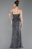 Long Anthracite Beaded Evening Dress ABU6205