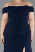 Long Navy Blue Plus Size Prom Dress ABU6246