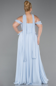 Long Light Blue Chiffon Large Size Dress ABU6247