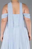 Long Light Blue Chiffon Large Size Dress ABU6247