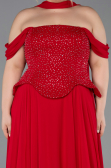 Long Red Chiffon Large Size Dress ABU6247