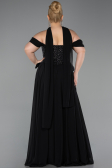 Long Black Chiffon Large Size Dress ABU6247