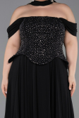 Long Black Chiffon Large Size Dress ABU6247