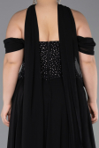 Long Black Chiffon Large Size Dress ABU6247