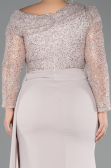 Long Beige Formal Plus Size Dress ABU6213
