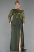 Long Olive Drab Formal Plus Size Dress ABU6213