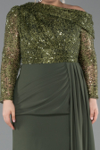 Long Olive Drab Formal Plus Size Dress ABU6213