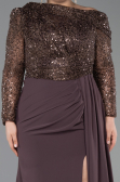 Long Brown Formal Plus Size Dress ABU6213