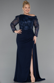 Long Navy Blue Formal Plus Size Dress ABU6213
