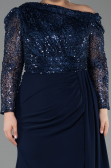 Long Navy Blue Formal Plus Size Dress ABU6213