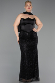 Long Black Beaded Plus Size Evening Gown ABU6258