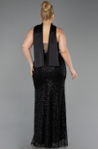Long Black Beaded Plus Size Evening Gown ABU6258