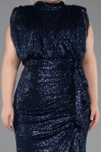 Long Navy Blue Scaly Plus Size Evening Dress ABU3115