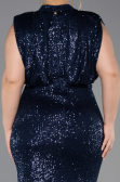 Long Navy Blue Scaly Plus Size Evening Dress ABU3115