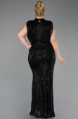 Long Black Scaly Plus Size Evening Dress ABU3115
