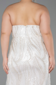Long White Beaded Oversized Evening Dress ABU6206